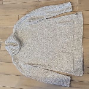 LOFT Outlet Gray Blend Turtleneck Long Tunic Sweater w/ Pockets - Size Medium